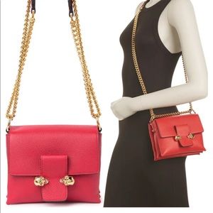 Alexander McQueen Twin Skull Chain Leather Crossbody Bag